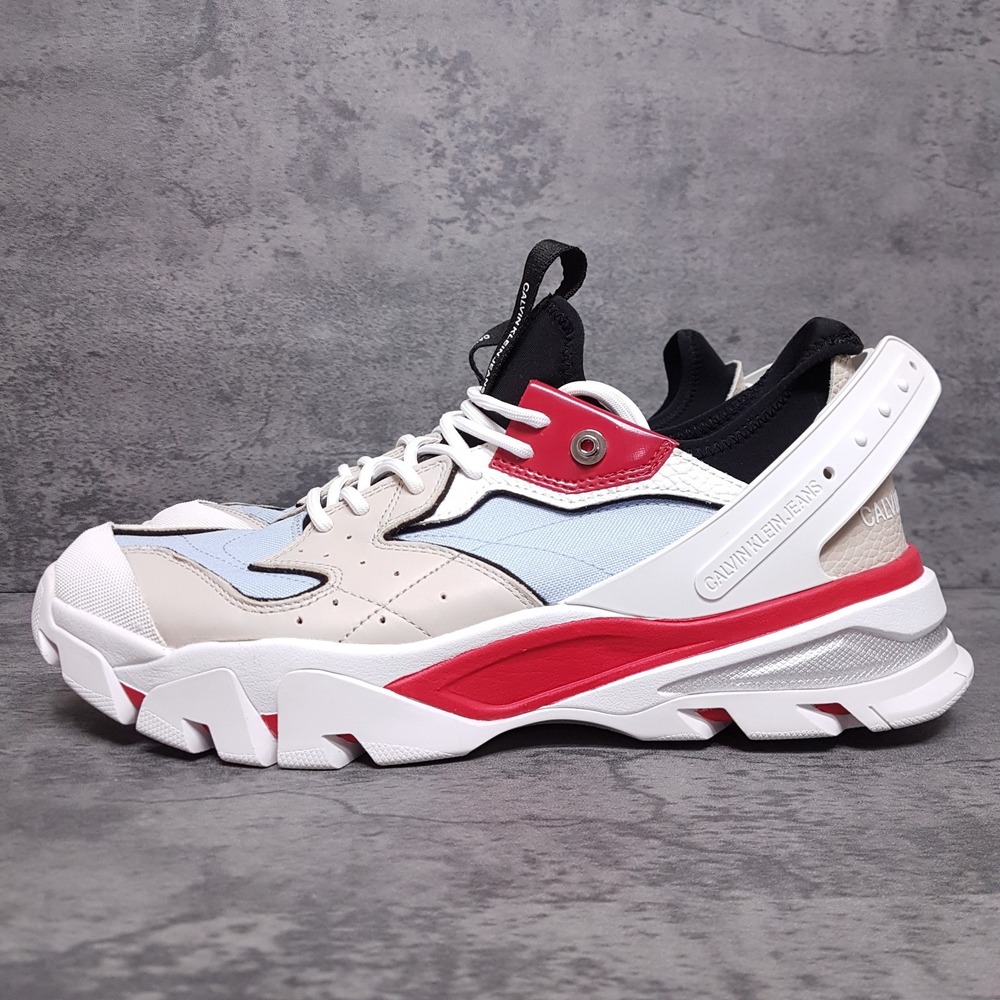 CALVIN KLEIN Calador Leather‎ Fashion Sneaker Shoes Mens Size 11 White Red Blue